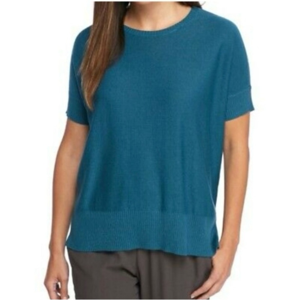 Eileen Fisher Blue Tencel Dolman Sleeve Sweater Size XS